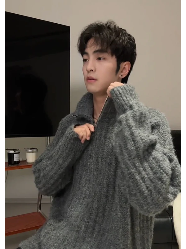 

Мужской трикотажный свитер Deep ey Cleanfit с молнией, повседневный, свободного кроя, из полиэфирного волокна, удобный, осенне-зимний, в стиле Lazy Sle Jaet