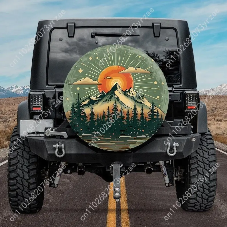 

Mountain Sunset Various Models Spare Car Tire Cover Sand Dust Prevention Protect Wind Rain Tire Cover Sturdy Durable Tire Covers