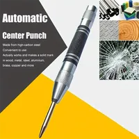 Automatic Center Punch Locator Adjustable Spring Impact Center Marker Scriber Tool For Woodworking Non-slip Punching