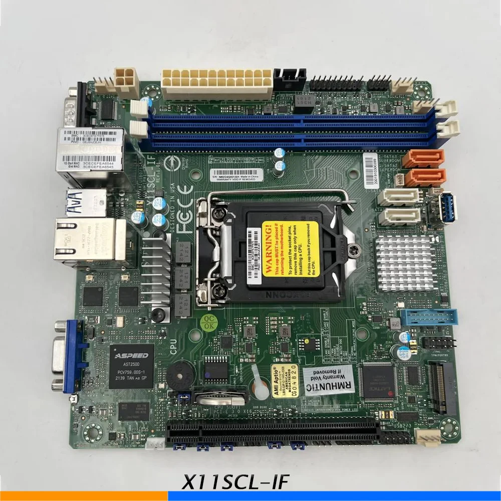 Server Motherboard For Supermicro C242, M.2, Dual Gigabit, Remote Management, M-ATX X11SCL-IF