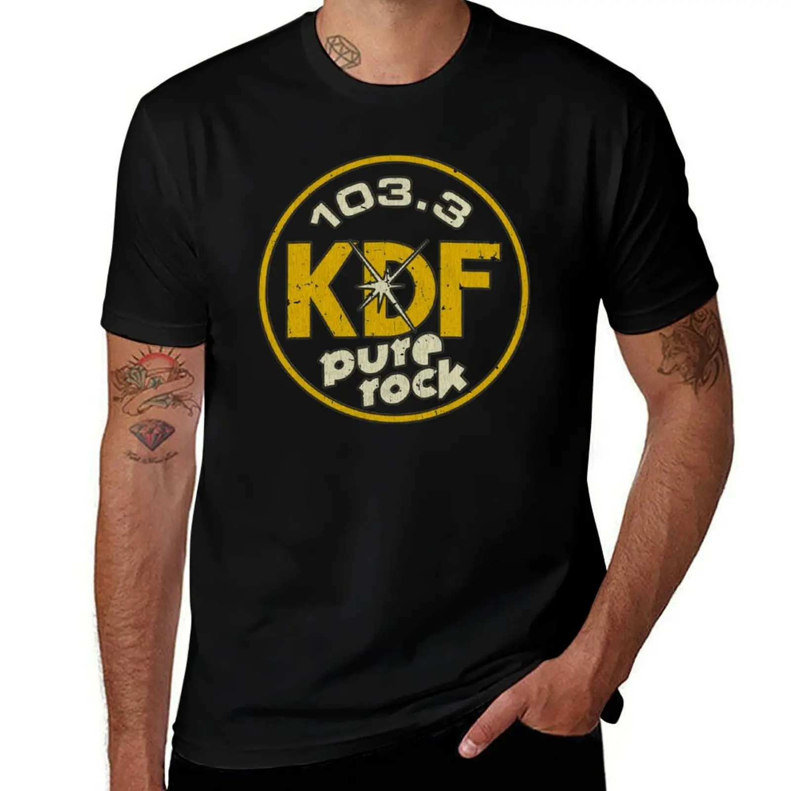 

Vintage Distressed 103.3 KDF Nashville Pure Rock T-Shirt Daily Casual Short Sleeve Tee Shirt