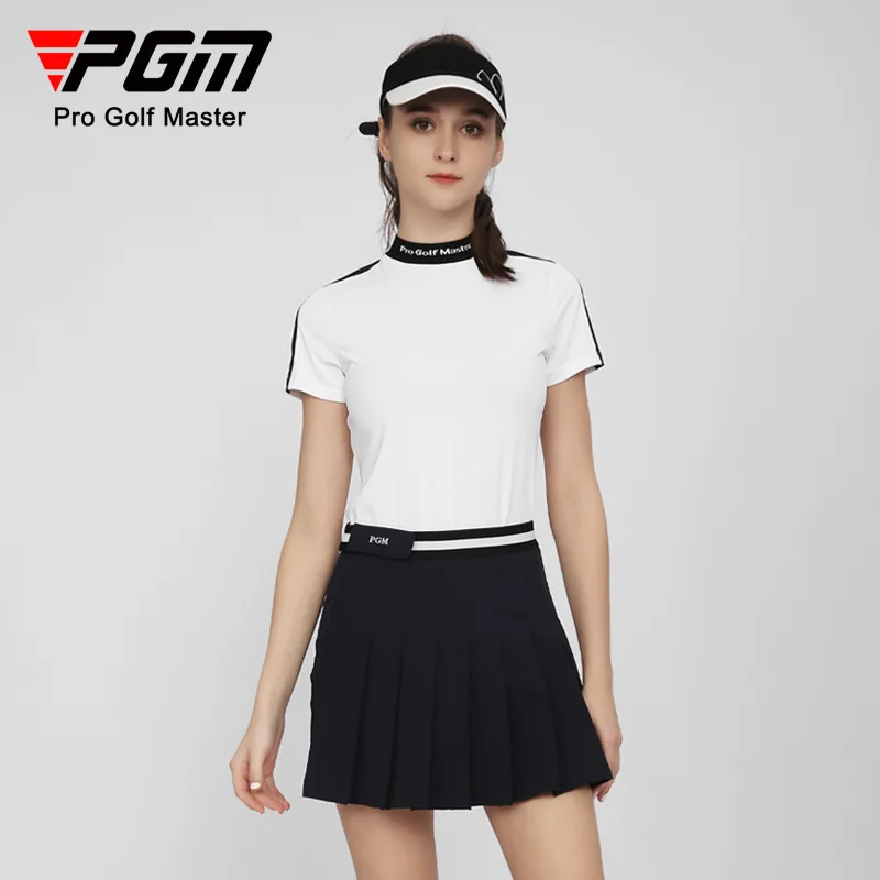 PGM Golf Women's Short Sleeve T-shirt with Sports Function Fabric, Contrasting Colors To Look Thin, Summer Women's Clothing