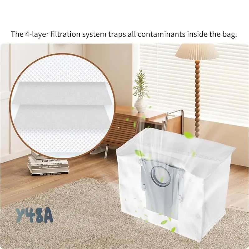 Replacement Dust Bags For Roborock Q5 Max+ /S8+ /S8 Pro Ultra /S7 Maxv Ultra /S7 Max Ultra Robotic Vacuums Parts-Y48A
