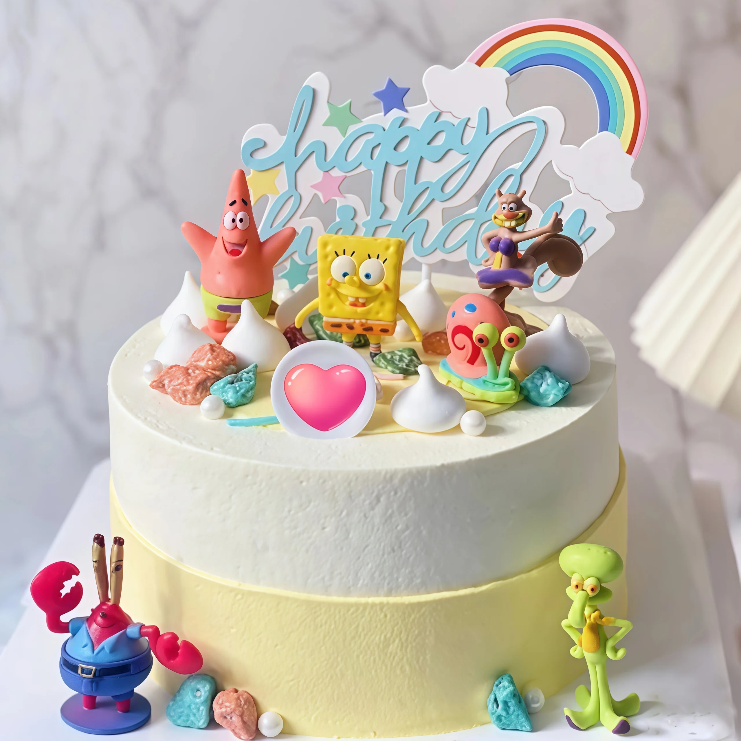 6 stücke SpongeBob Kuchen Dekoration Ornamente Patrick Anime Puppen Backen Kuchen Topper Zubehör Kinder Kawaii Geburtstag Party Kuchen Dekor