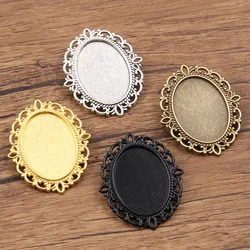 6Pcs 18X25mm Inner Size Three Color Ellipse Punk Toothed Brooch Cabochon Base Setting Charms Pendant