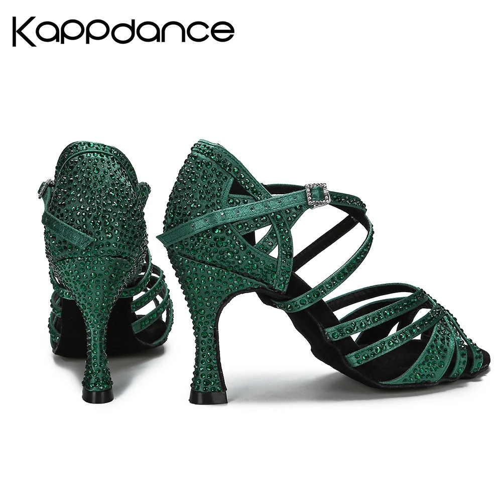 Women's Blue Satin Latin Dance Shoes Soft-Sole Ballroom Dancing Shoes With Stable Heel for Salsa Tango Training Shoes High Heels