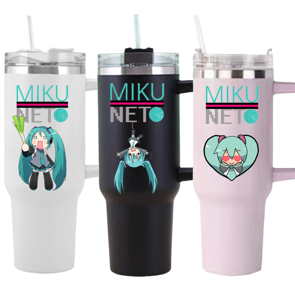 Anime Figure Hatsune Miku Cold Drink Bingba Water Thermos Cup Large Capacity Stainless Steel Fufu Coffee 40oz Car Bottle 1200ML