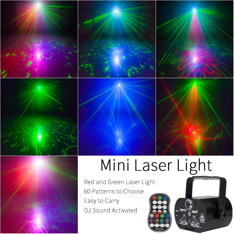 YSH Mini 2IN1 Disco LED Stage Strobe Light White Flashing Projector Remote Voice Control Rechargeable Battery DJ for Night club