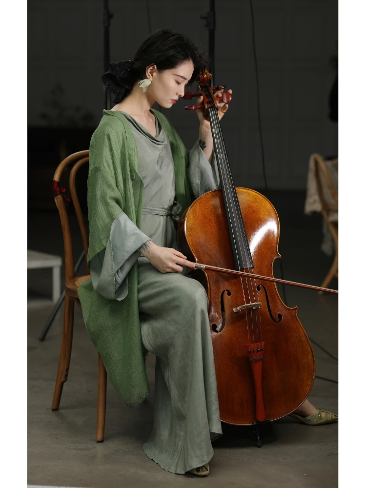 

Легкая солнцезащитная верхняя одежда Ninth Cloud Eastern с длинными кружевными оборками, V-образным вырезом и свободным кроем, повседневная