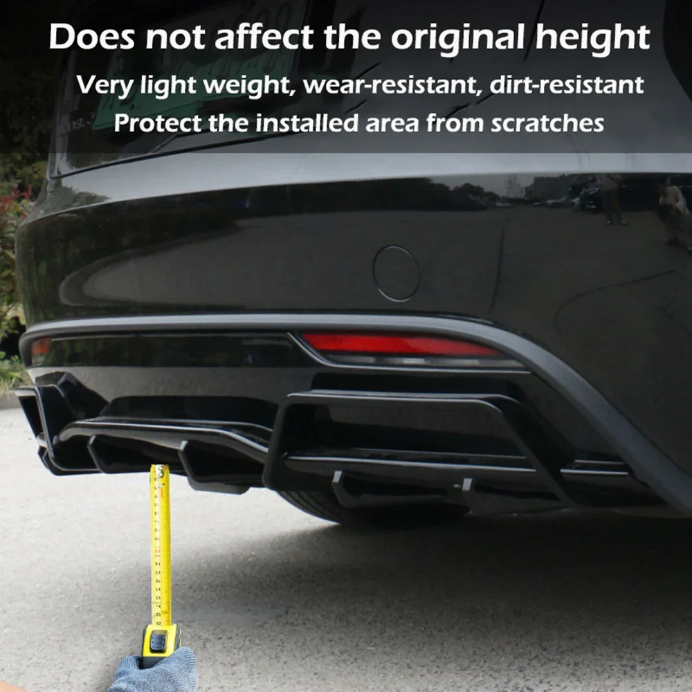 Rear Bumper Diffuser For Tesla Model 3 Highland ABS Lip Spoiler Refit Rear Protector Guard Carbon fiber Black Cover Accessories