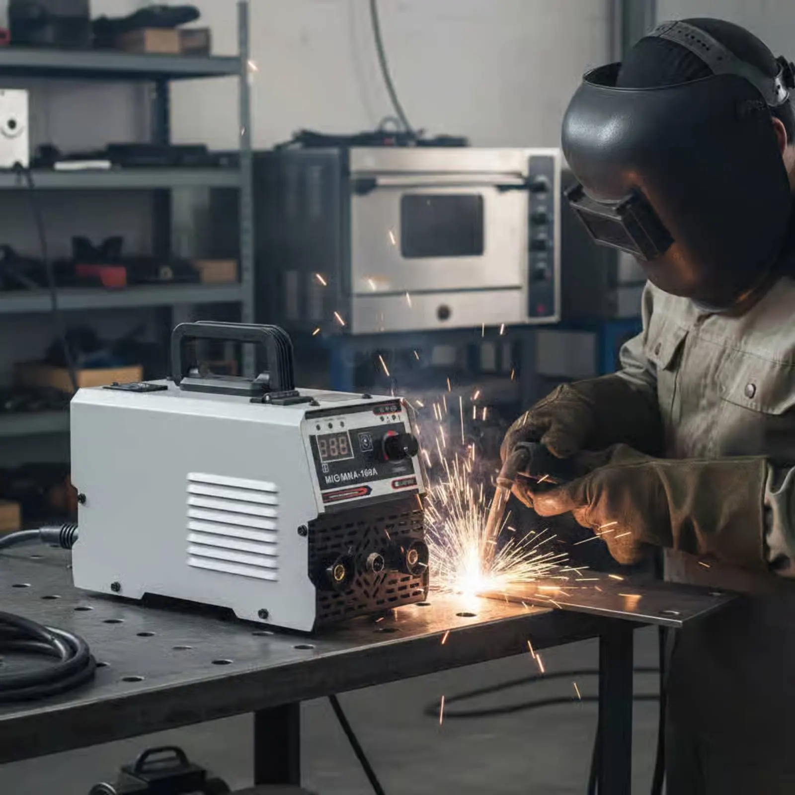 Portable MIG MMA Welder Lightweight MIG MMA Fusing Machine Stick Welder Compact Power Tool Digital Display for Metal Repair