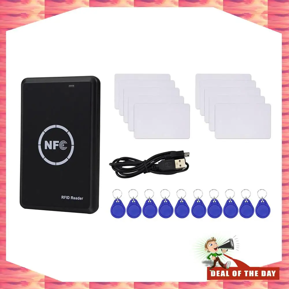 

24-часовая доставка RFID-считыватель, писатель, Дубликатор, NFC-считыватель, программатор смарт-карт, декодер карт доступа, записываемые брелки UID T5577