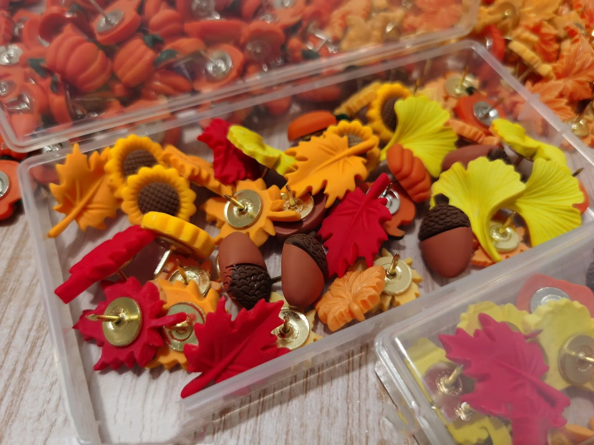 Bview Art 40 قطعة الخريف مابل ليف الغابات الحيوان الراتنج دفع دبابيس-الخريف الإبداعي ديكور Thumbtacks لألواح الفلين مكتب