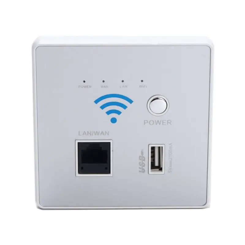 300M Transmission Rate Wireless WIFI Wall Embedded Router USB Charging Socket WiFi Repeater for Home Use Drop Shipping