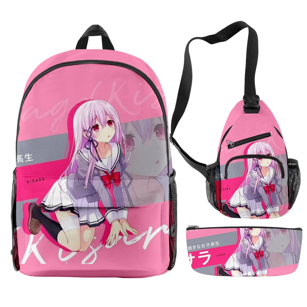 Trendy Youthful Funny Engage Kiss Anime 3pcs/Set Backpack 3D Print Bookbag Laptop Daypack Backpacks Chest Bags Pencil Case