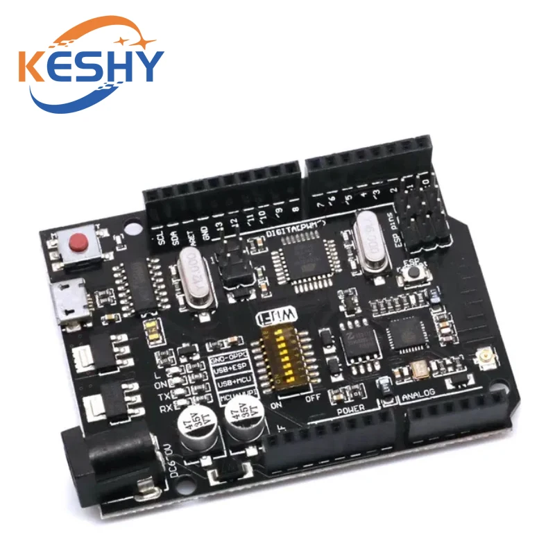 UNO + WiFi R3 ATmega328P + ESP8266 CH340 (memoria de 32Mb) 6V-9V USB-TTL CH340G para placa de desarrollo Arduino NodeMCU WeMos One