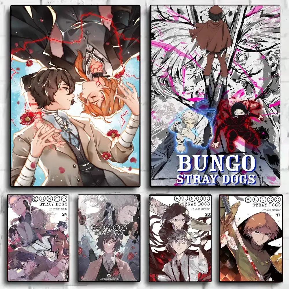 Classic Anime B-Bungo Stray Dogs Poster Minimalist Wall Art Poster Modern Aesthetic Room Decor Home Decoration