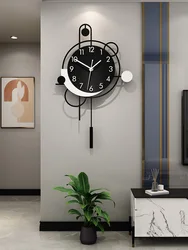 Nordic Large Wall Clock for Living Room, Modern Iron Wall Art, Silent Wall Watch, Quartz Clocks, Pendulum Clock, MetalWall Decor