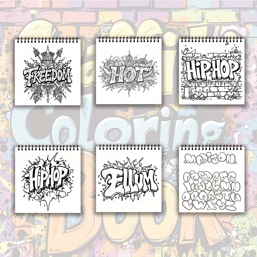 สมุดระบายสีกราฟฟิตีสำหรับผู้ใหญ่ - 8.27×8.27 นิ้ว, 22 หน้า ศิลปะบนถนนที่สดใสเพื่อการผ่อนคลาย ของขวัญที่ยอดเยี่ยมและคนรักความคิดสร้างสรรค์