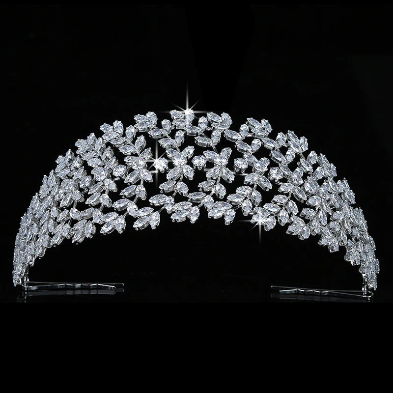 

Crown HADIYANA Leaves Design Trendy Women Wedding Bridal Hair Accessories Party Tiaras And Crowns Zircon BC5508 Corona Princess