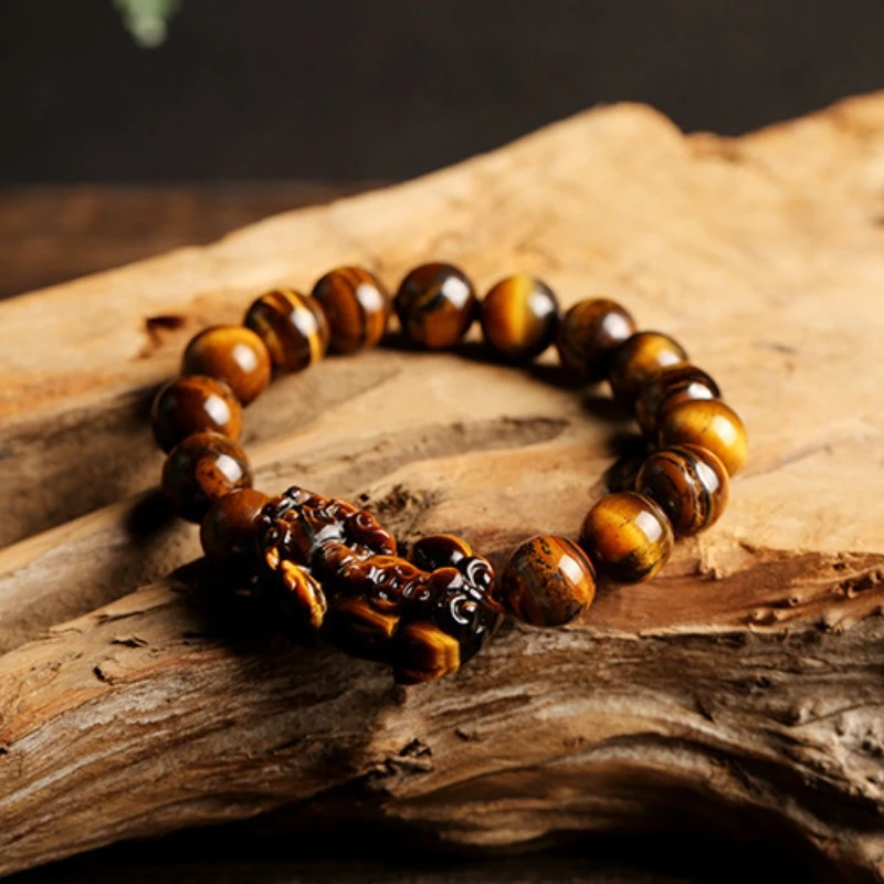 Yellow Tiger's Eye Stone Bracelet Tiger's Eye Stone Pixiu Bracelet