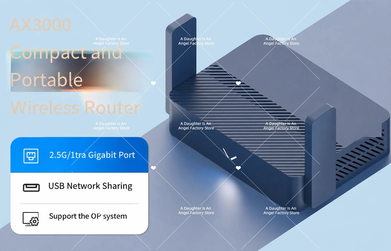 Portable 2.5G Ultra High Speed Gigabit Interface, TR3000 Micro Router AX3000 WiFi6