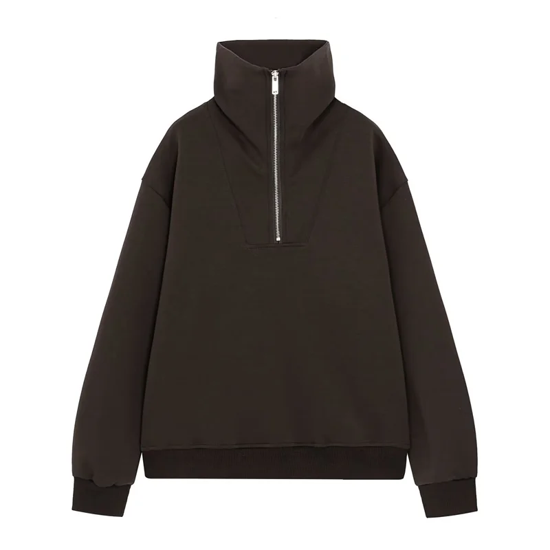 Guobioziy Women's Hoodie 2026 Early Autumn New Casual Fashion Loose Multi-Color Long-Sleeve Polo Half-Zip Pullover Top