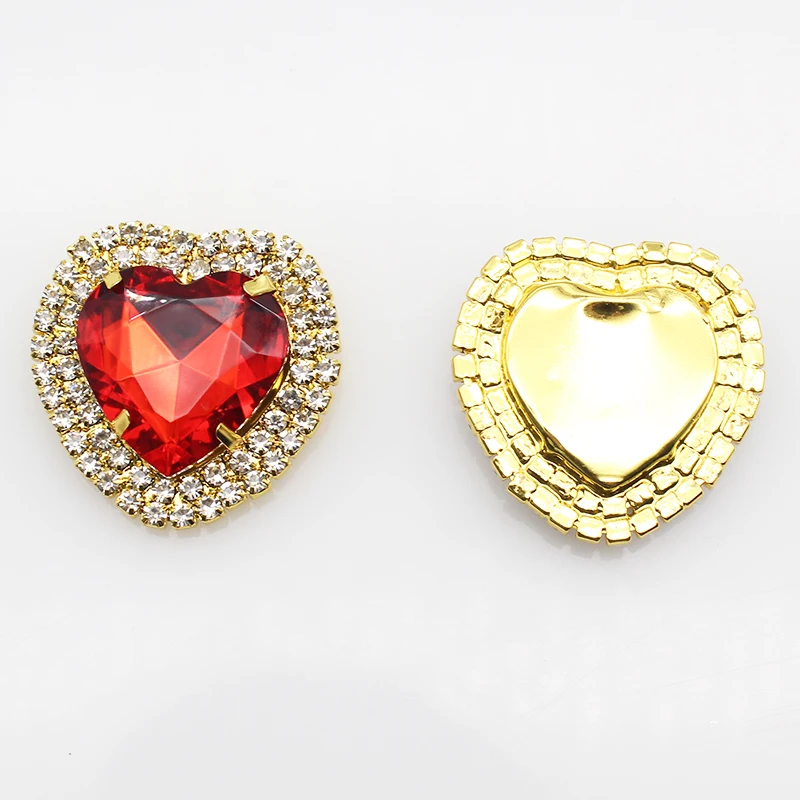 36mm Heart-shaped Rhinestone Buckle DIY Handmade Exquisite Fashion Accessories Jewelry Hair Accessories Production