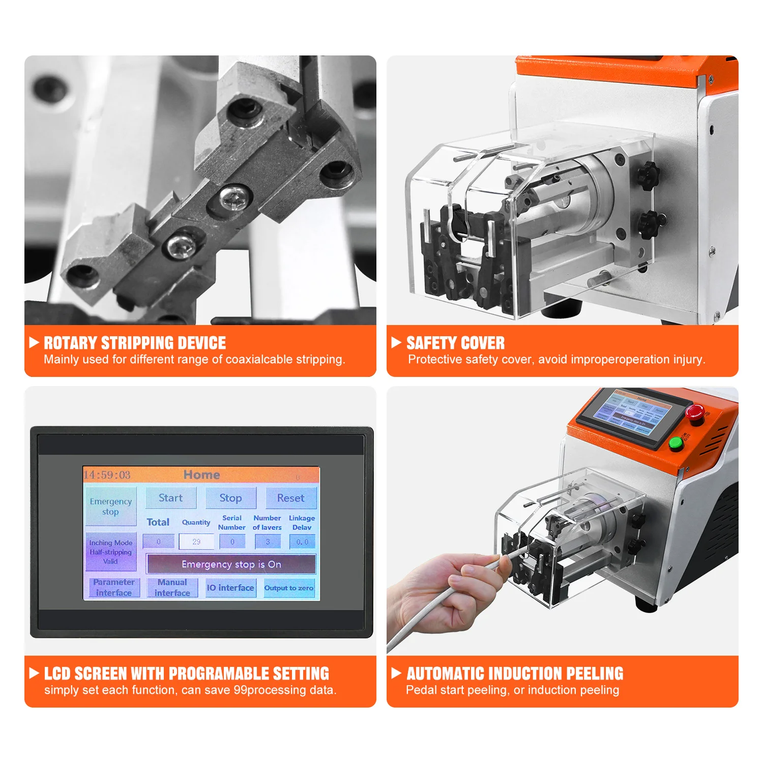آلة تجريد للكابل المحوري من كابل الأسلاك المحورية شبه الأوتوماتيكي لأتمتة داجاو #4