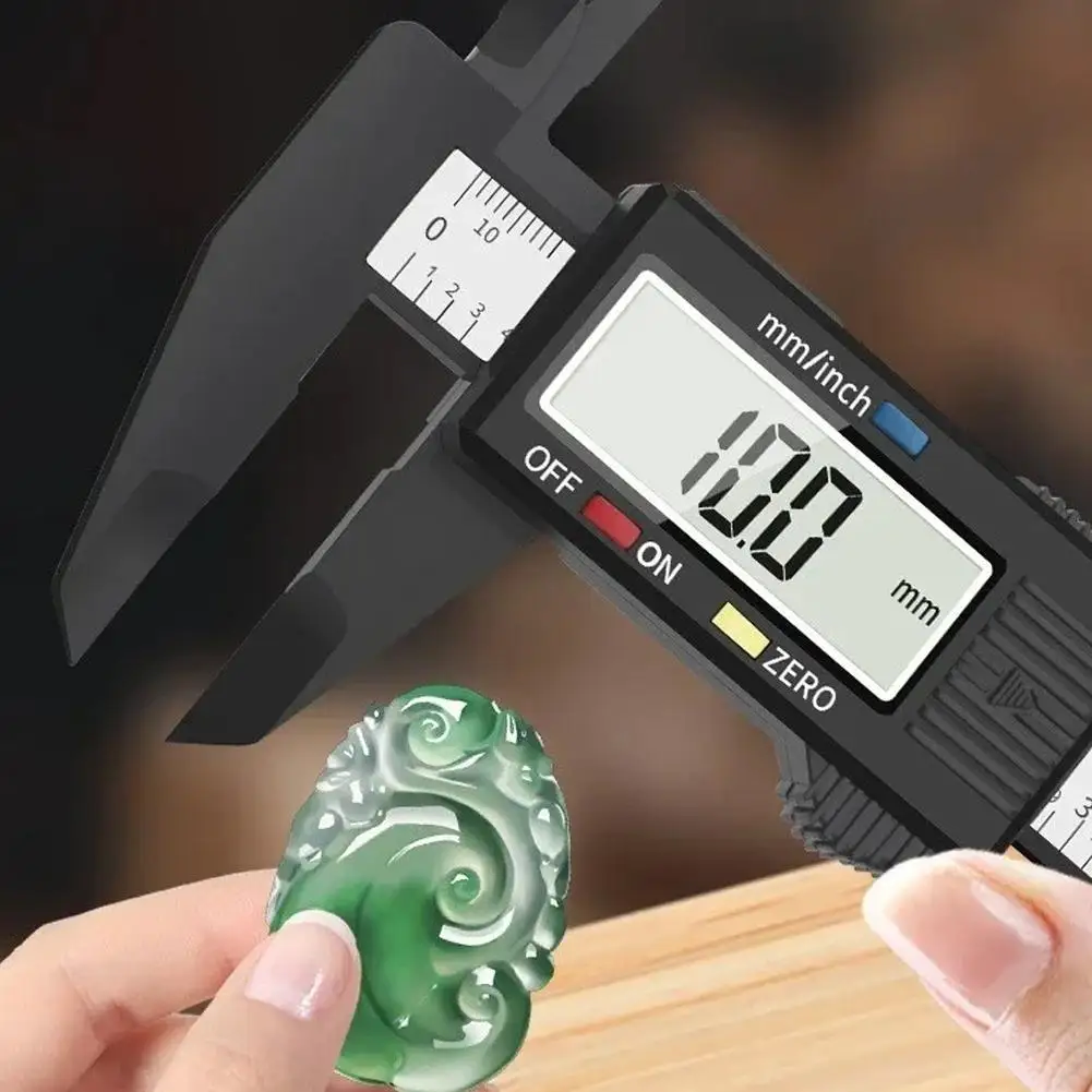 เวอร์เนียร์คาลิเปอร์ดิจิตอล 100 มม. 150 มม. จอแสดงผล LCD ไม้บรรทัดพลาสติก เครื่องมือวัดความแม่นยำ สำหรับนักเรียน เครื่องประดับ ของสะสม