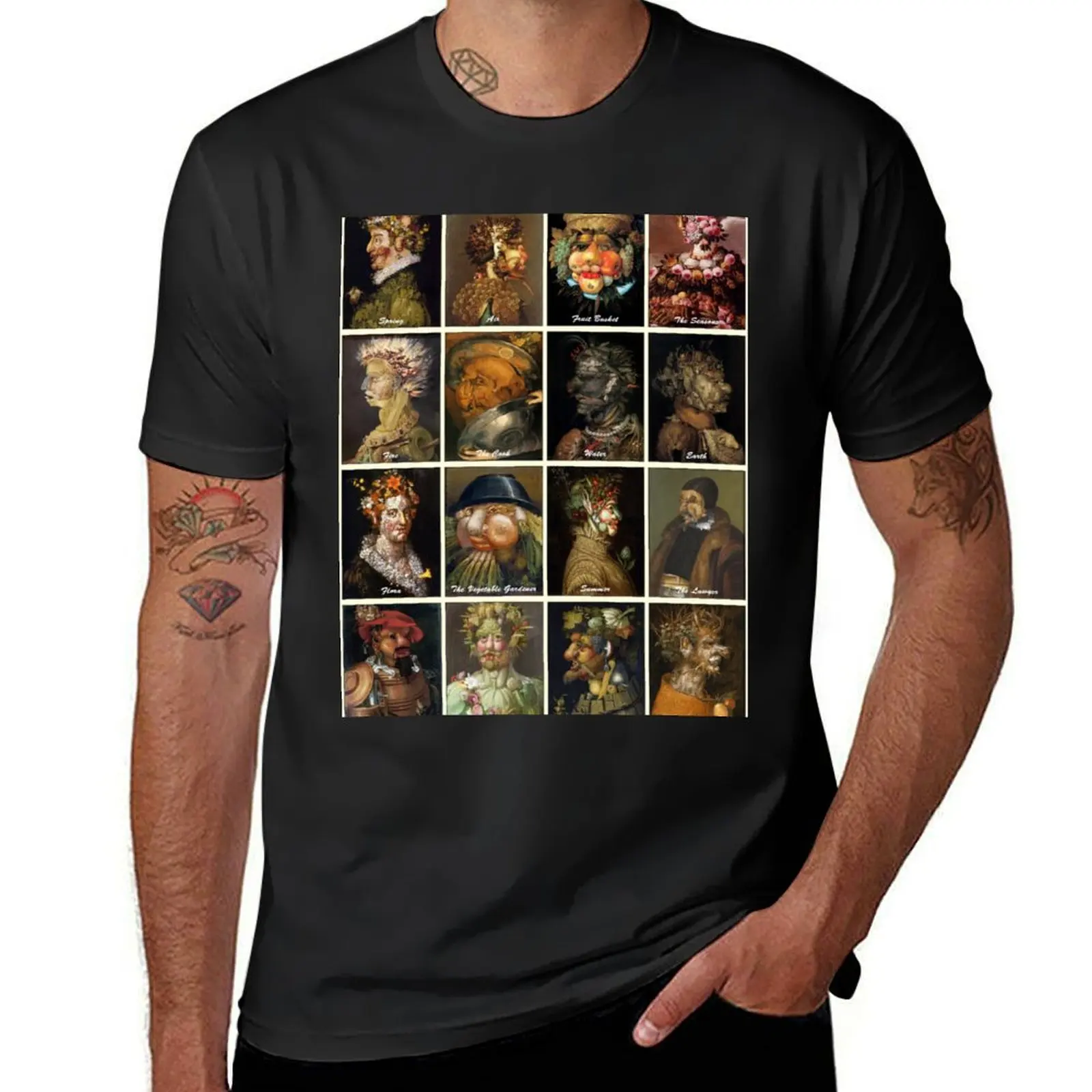 Giuseppe Arcimboldo T-Shirt korean fashion boys whites heavyweights slim fit t shirts for men