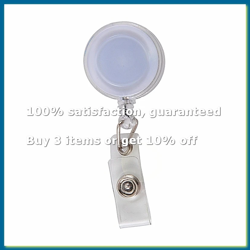 ●Retractable Ski Pass ID Card Badge Holder Key Chain Reels With Clip White-ABFB