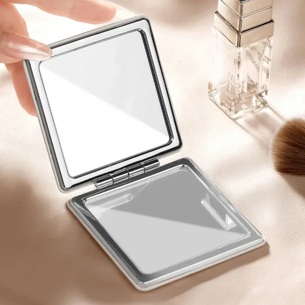 Runder doppelseitiger Make-up-Vergrößerungsspiegel, zusammenklappbarer hochauflösender Kosmetikspiegel, Taschenspiegel, weiblich