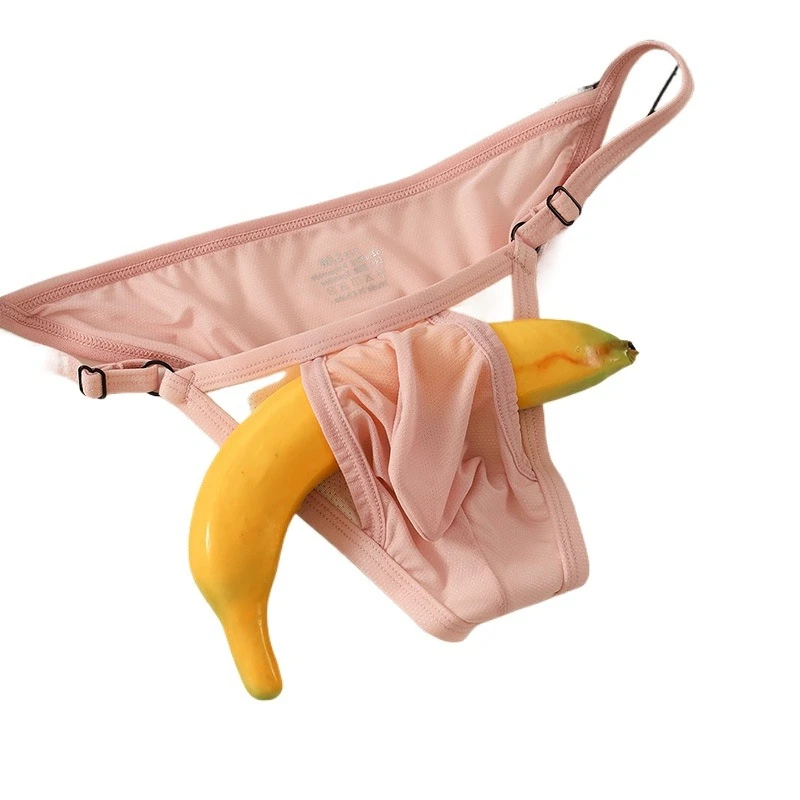 Man Ice Silk Underwear Briefs Hollow Super Thin Lingerie Gay Outdoor Sport Thongs Strings Single Crotch Pouch Underpants