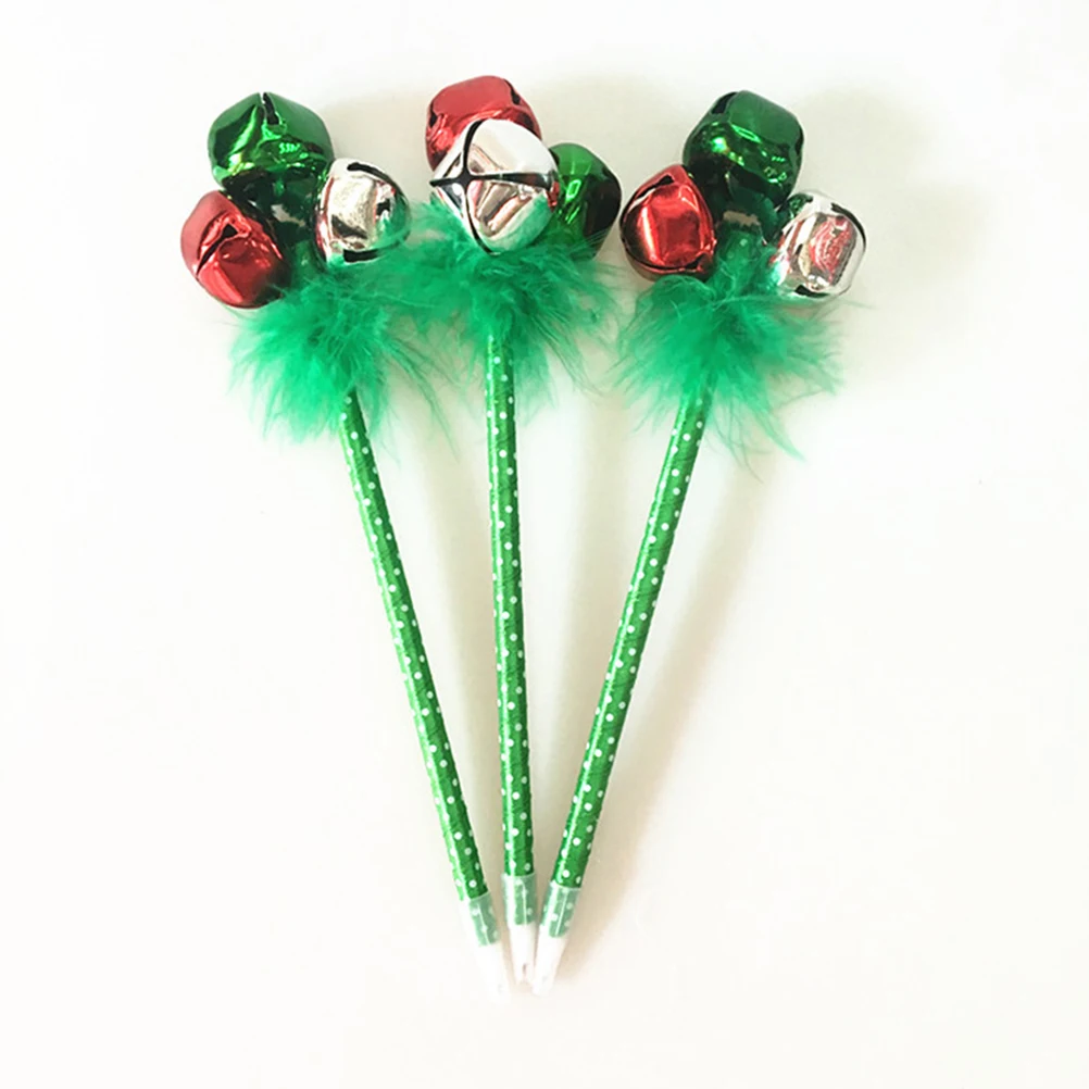 

10Pcs Fashion Jingle Bell Ballpoint Pen Christmas Holiday Festive Party Favors Gift Pens(Red and Green)
