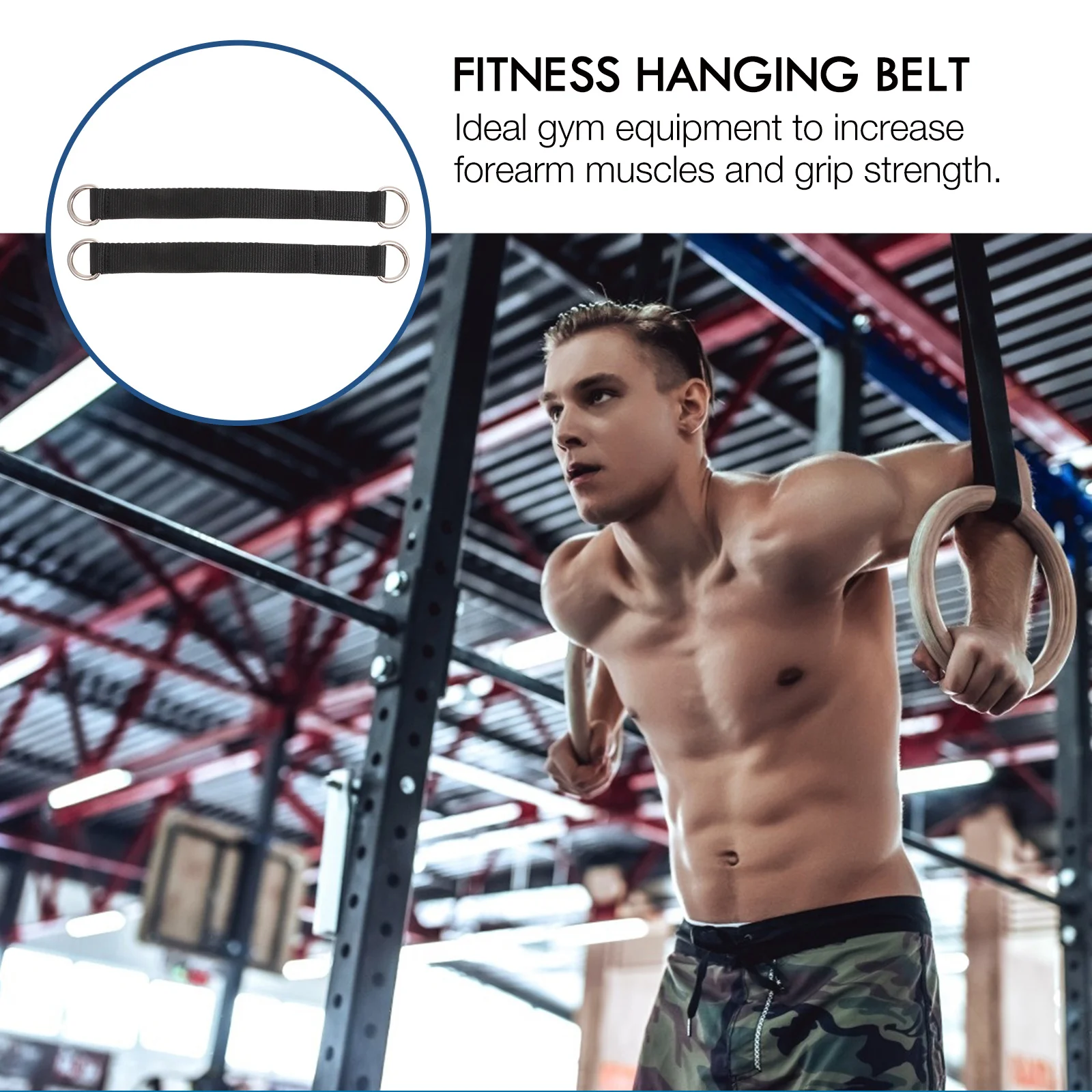 

2Pcs Fitness Hanging Straps Premium Lightweight Training Belts for Pull Up Exercise Gymnastic Ring Workout Multi-Functional