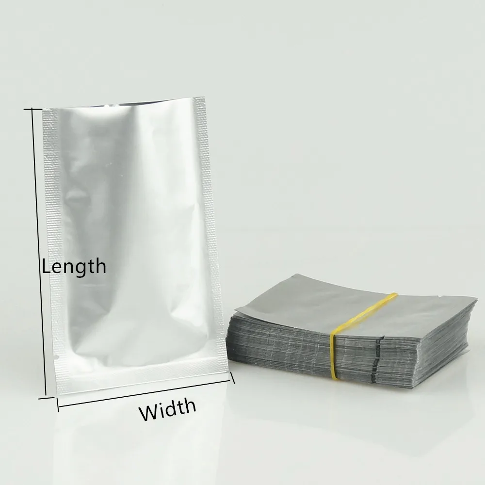 6x9cm 200pcs Small Pure Aluminum Foil Bags Heat Sealable - Silver White Fine Mylar Foil Food Grade Plastic pouches Vaccum Seal