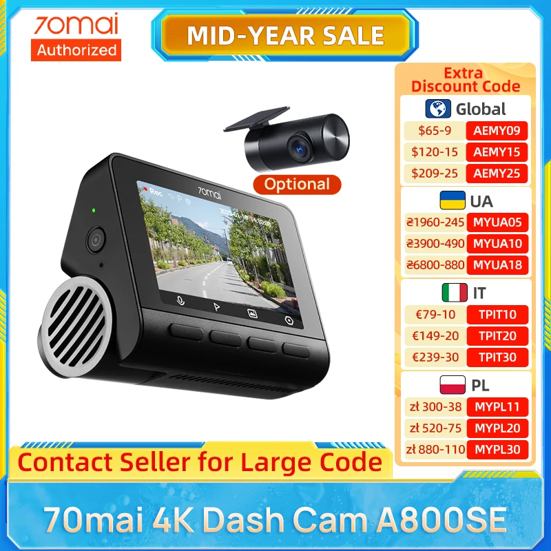 70mai 4K A800SE Car DVR Cost-effective with Super Night Vision