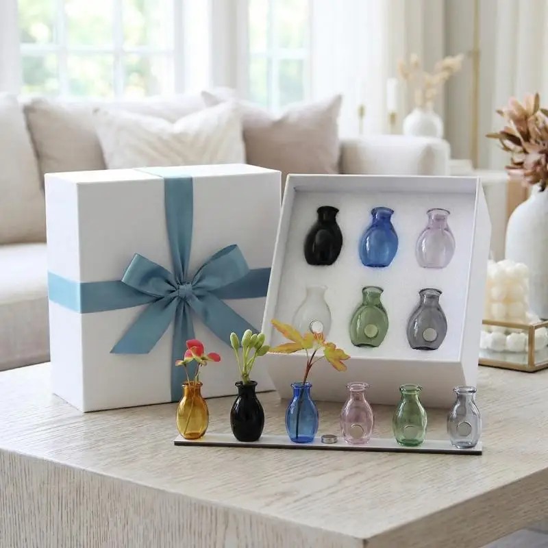 Mini Glass Vase Fridge Magnet Creative 3D Magnetic Flower Pot Strong Hold Small Planter for Refrigerator Office Desk Decor