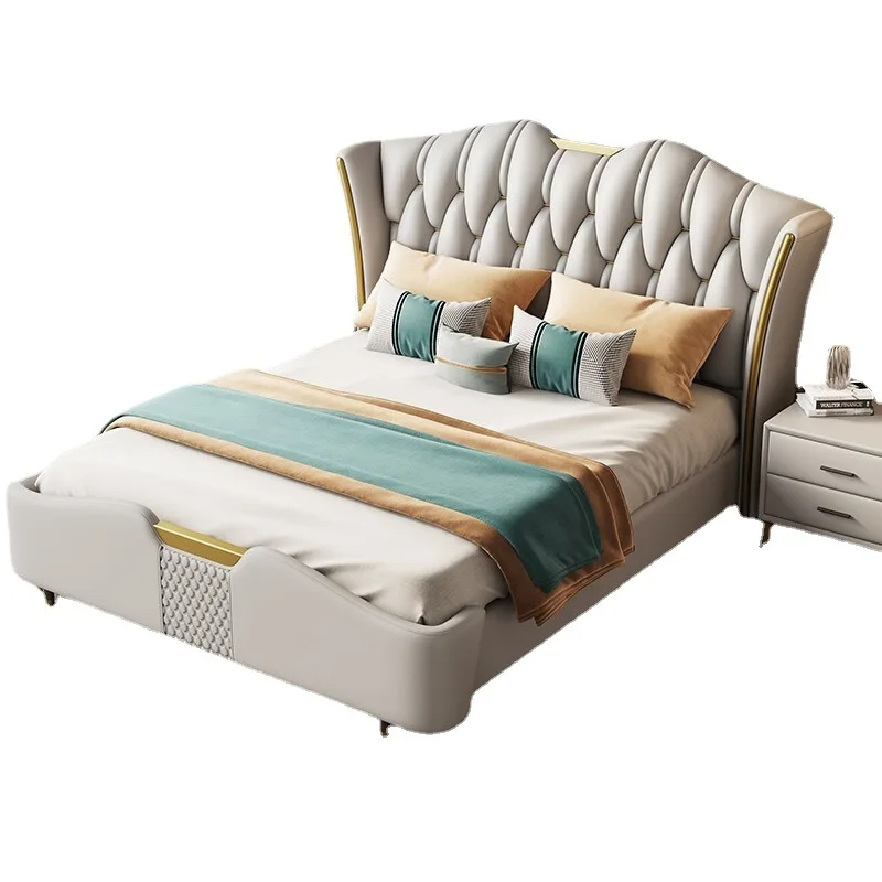 bedroom furniture set fabric bed up- holstered beds platform king queen size soft double frame Bed Room Furniture