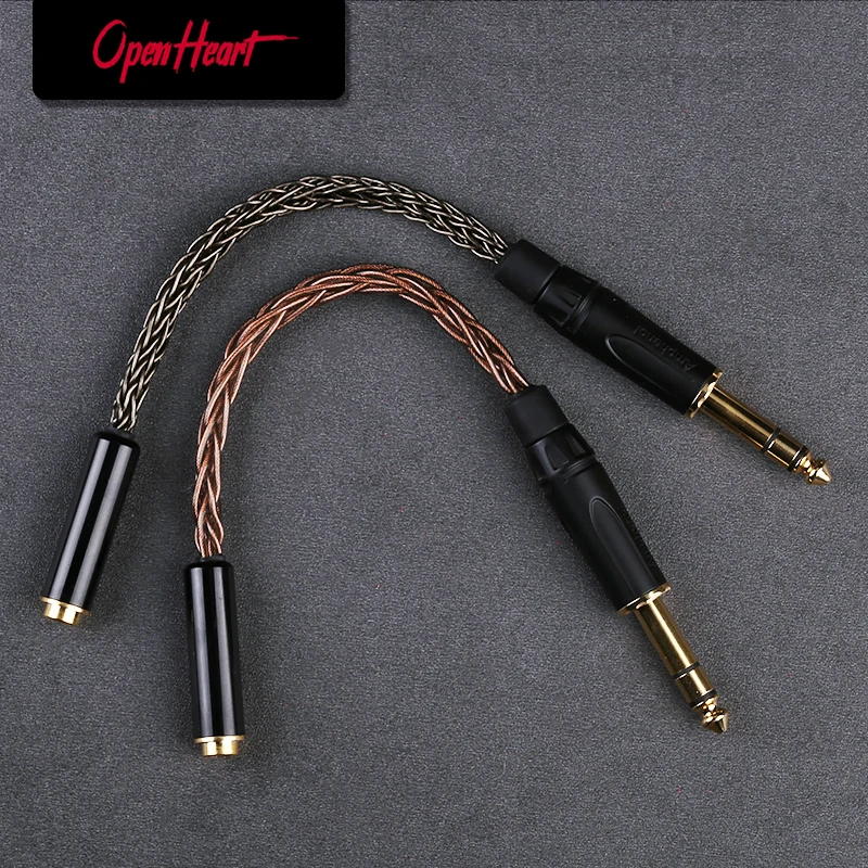 OPENHEART-Adaptador de auriculares Chapado en plata, Cable hembra a macho, 6,35mm a 4,4mm, 5 polos, 8 núcleos, OCC, 16 núcleos, OFC