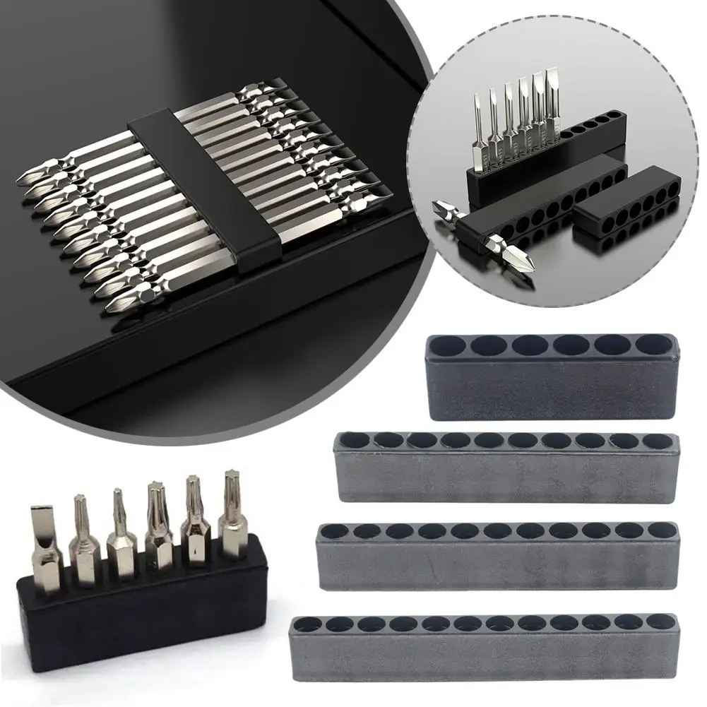 

New 6/10/11/12 Holes Drill Bit Storage Screwdriver Holder Hex Shank Screwdriver Bit Holder For 6.35mm/ 1/4" Standard Tool U1W4