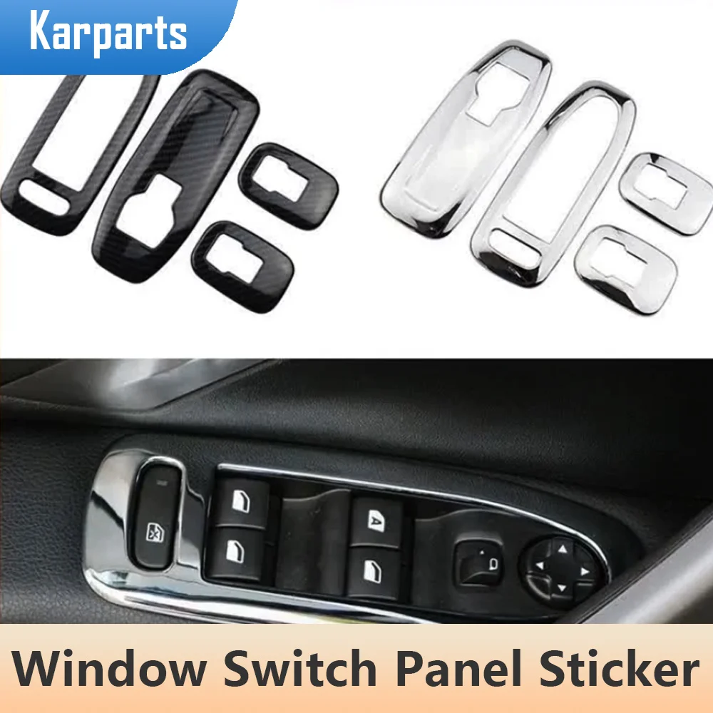 

4Pcs ABS Chrome Car Window Lifter Switch Panel Cover Trim Sticker for Peugeot 2008 2014 2015 2016 2017 2018 2019 Accessories