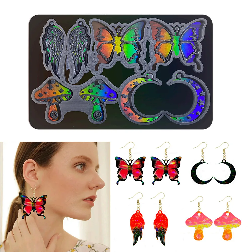 DIY Crystal Epoxy Resin Mold Holographic Laser Earring Silicone Mold