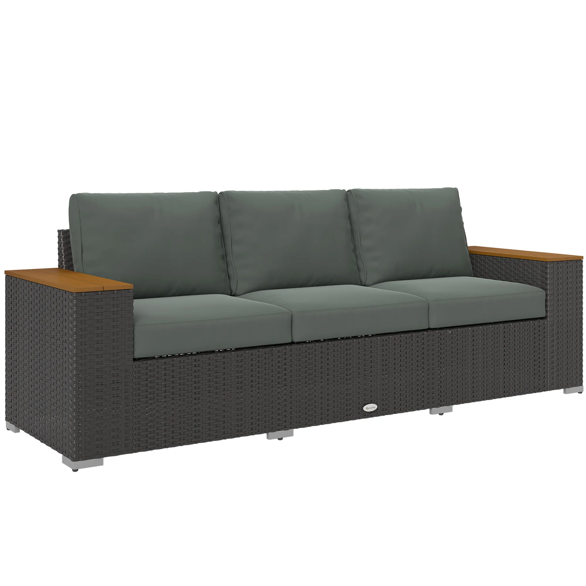 

Outsunny 3-Seater Outdoor Sofa W/ 4" Thick Cushions, Outdoor Couch, Dark Gray