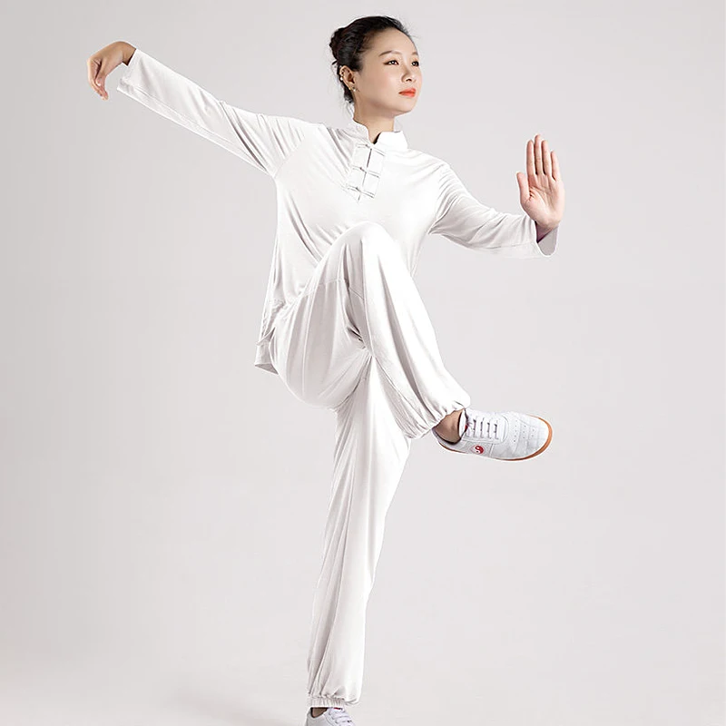 Women's New Premium Autumn Winter Comfortable Loose Fit Modal Long Sleeve Tai Chi Suit Set for Qigong Martial Arts Practice