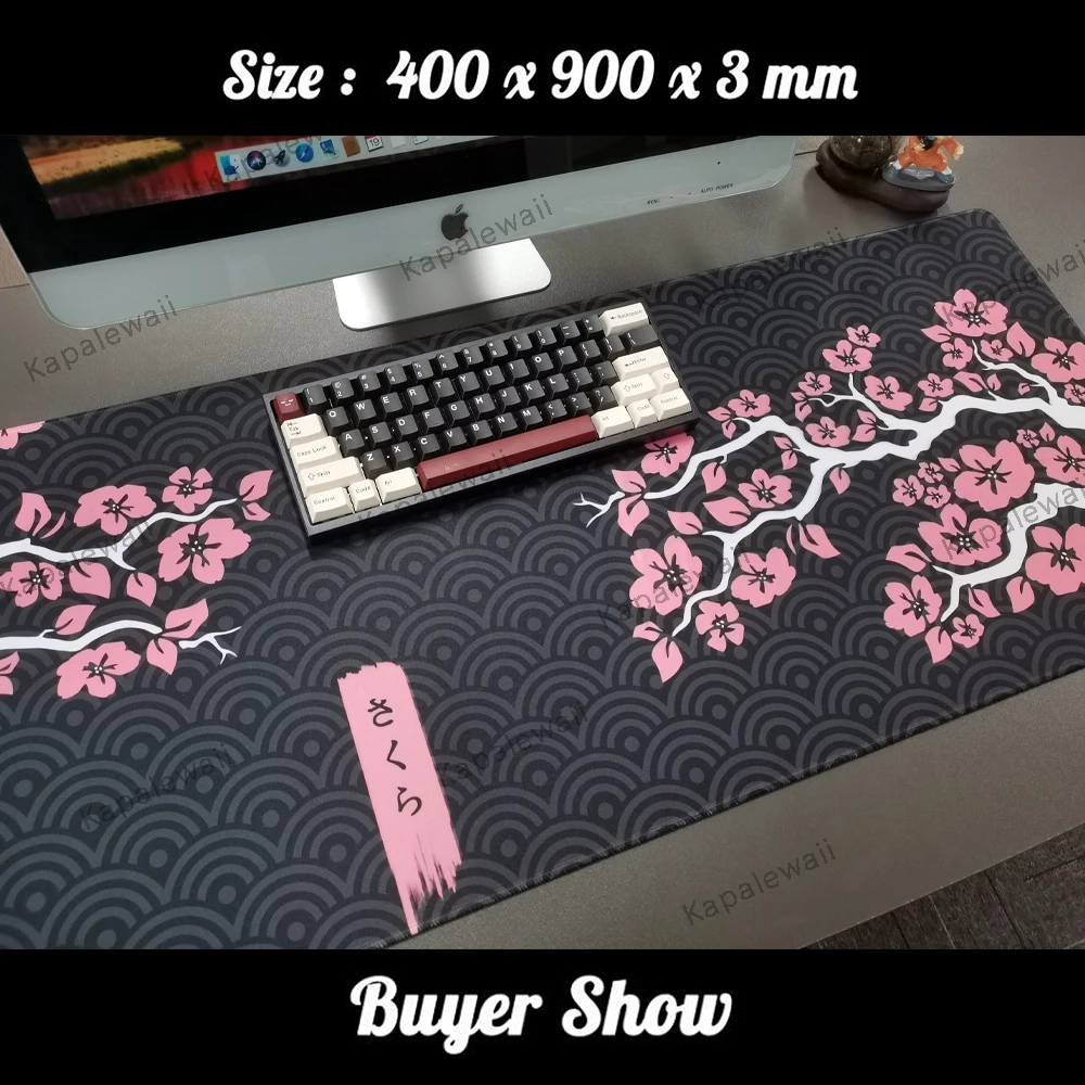 Imagem -05 - Pink Sakura Grande Mouse Pad de Jogos Tapete de Mesa de Borracha Antiderrapante Almofadas de Teclado Gamer Velocidade Tapete de Mesa Cereja