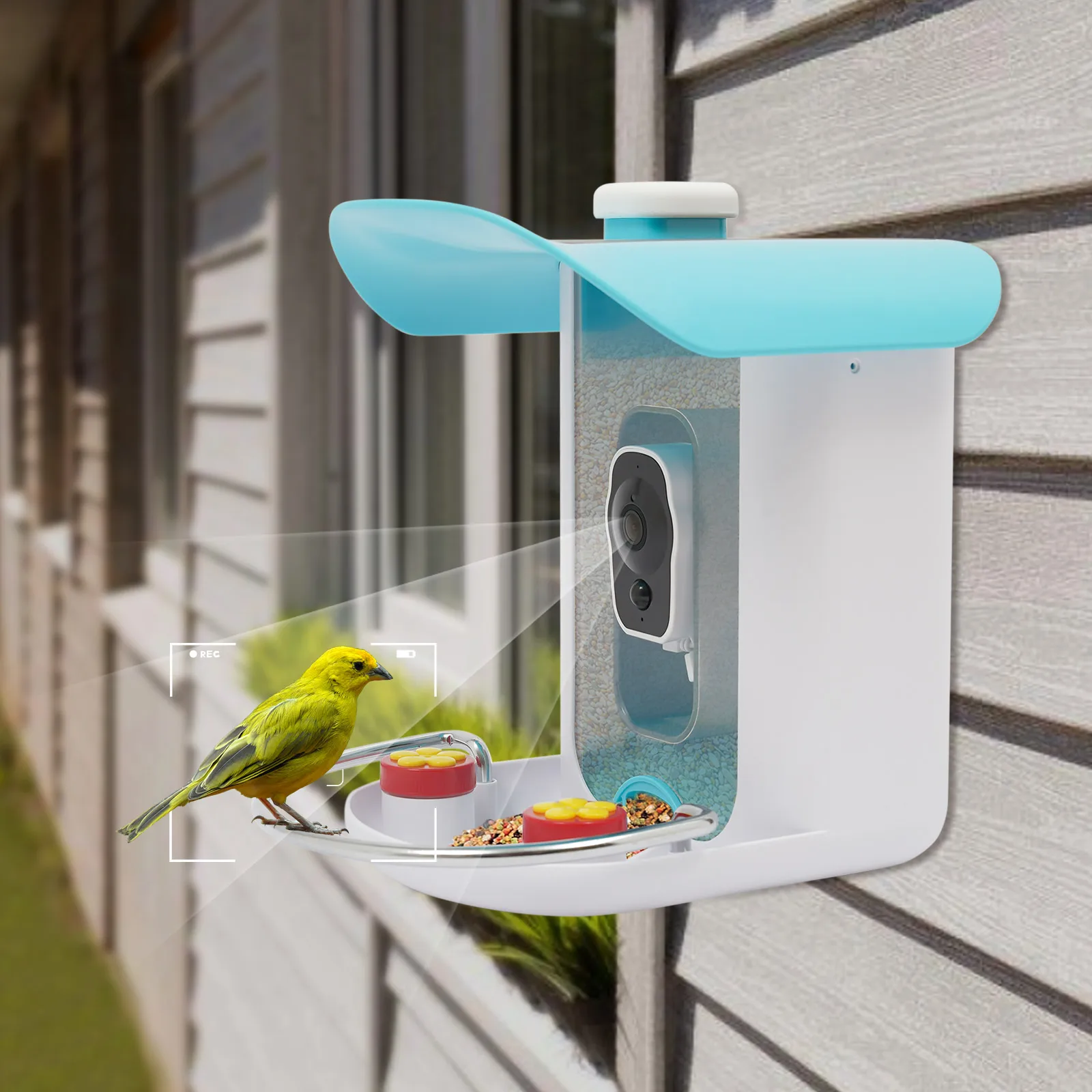 Outdoor Solar Smart Bird Feeder Camera 1080P 2MP 150° Wide Angle AI Recognition Birds Easy Installation for Wild Bird Watching