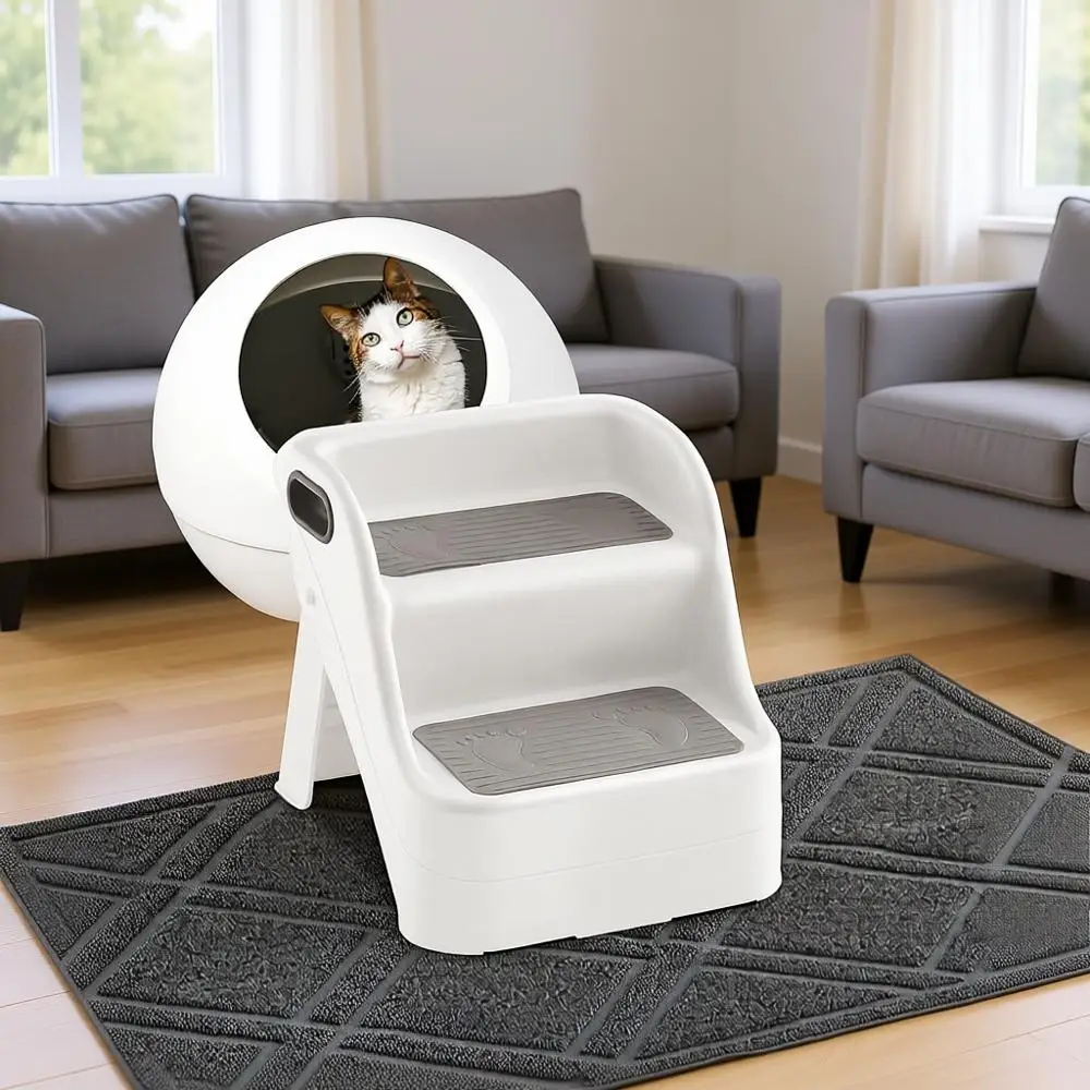 

Cat Ramp for Litter Box Steps, 23 x 35 Non Slip Mat, Dog Stairs, Rubber Feet Step for Automatic Litter Box, Suitable for Older,