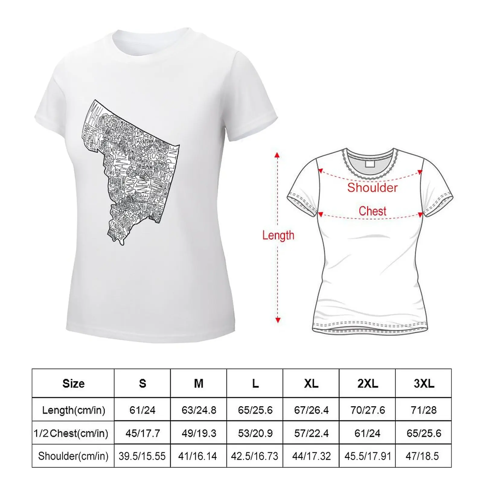 Bergen County Map T-shirt shirts graphic tees Female clothing cropped t shirts for Women